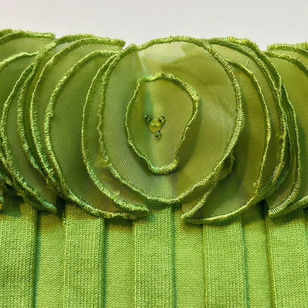 Y2K Belldini Green Bead-Detail Neckline Top Size XL
